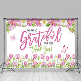 Lofaris Pink Floral Butterfly Grateful Thank You Backdrop