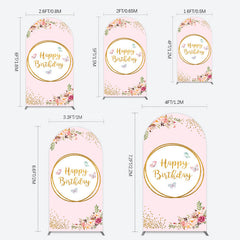Lofaris Pink Floral Butterfly Happy Birthday Arch Backdrop
