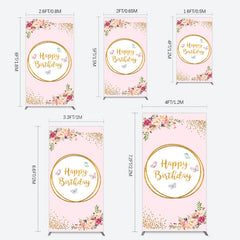 Lofaris Pink Floral Butterfly Happy Birthday Rectangle Backdrop