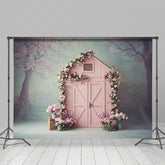 Lofaris Pink Floral Cabin Fresh And Sweet Spring Backdrops
