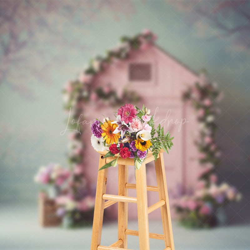 Lofaris Pink Floral Cabin Fresh And Sweet Spring Backdrops