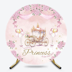 Lofaris Pink Floral Carriage Little Princess Round Backdrop