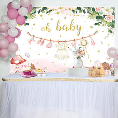 Lofaris Pink Floral Country House Mushroom Oh Baby Backdrop