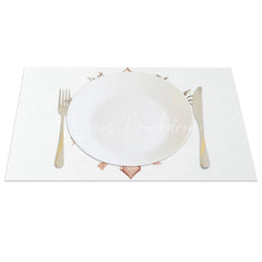 Lofaris Pink Floral Cross Set of 4 Placemats Elegant Rose Ribbon Holy Religious Table Mats Baptism First Communion Decor