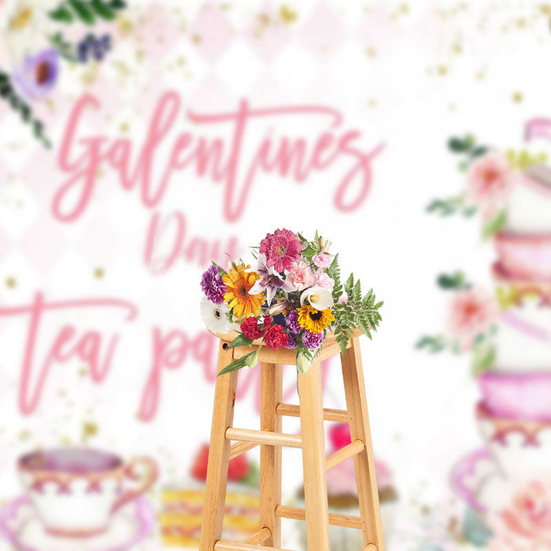 Lofaris Pink Floral Dessert Galentines Day Tea Party Backdrop