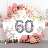 Lofaris Pink Floral Fabulous Round 60th Birthday Backdrop