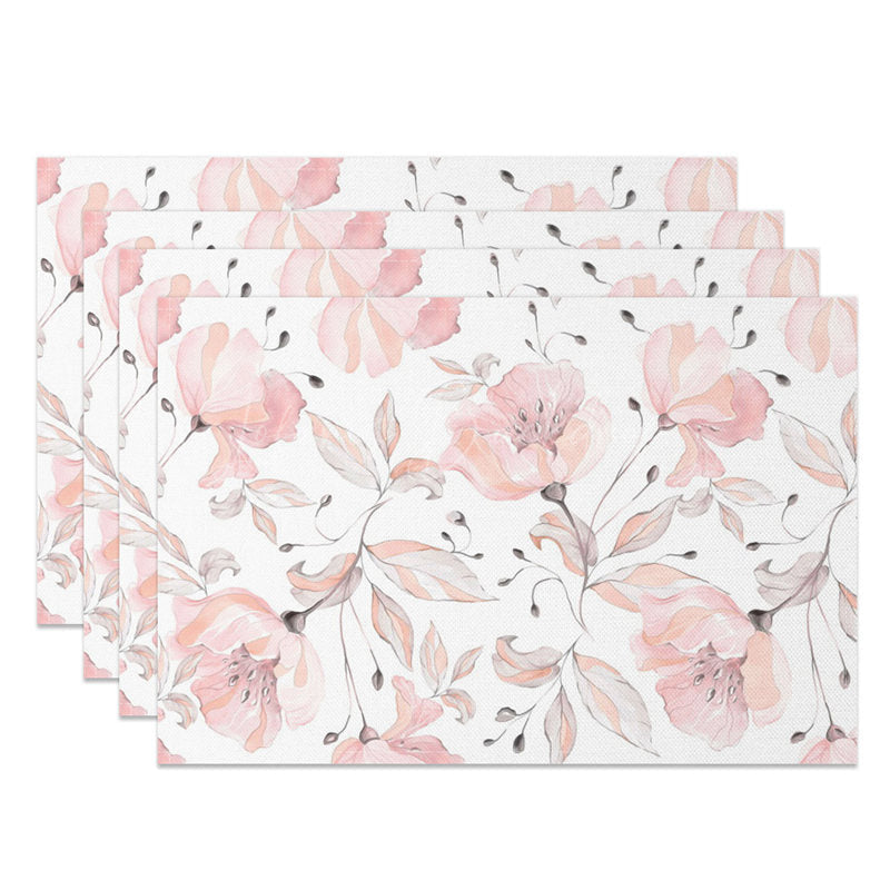 Lofaris Pink Floral Fine Art Sweet Spring Set of 4 Placemats