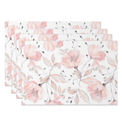 Lofaris Pink Floral Fine Art Sweet Spring Set of 4 Placemats