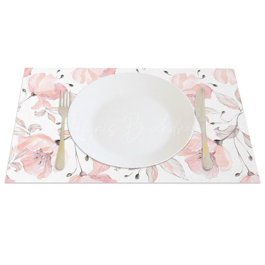 Lofaris Pink Floral Fine Art Sweet Spring Set of 4 Placemats