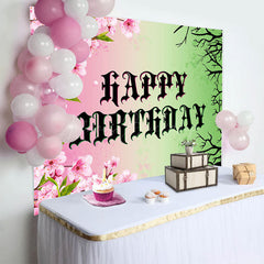 Lofaris Pink Floral Green Branch Princess Witch Backdrop