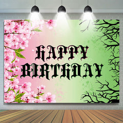 Lofaris Pink Floral Green Branch Princess Witch Backdrop
