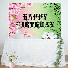 Lofaris Pink Floral Green Branch Princess Witch Backdrop