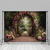 Lofaris Pink Floral Green Plant Arch Door Spring Backdrop