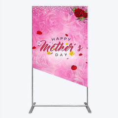 Lofaris Pink Floral Happy Mother’s Day Rectangle Arch Backdrop with Red Roses and Pearl Glitter Decor
