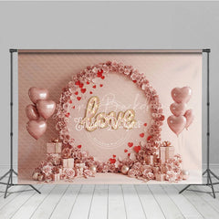 Lofaris Pink Floral Love Marquee Lights Backdrop Paper Flower Arch Heart Balloons Background Wedding Photography Decor