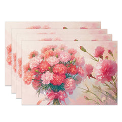 Lofaris Pink Floral Mothers Day Holiday Set of 4 Placemats