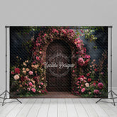 Lofaris Pink Floral Natural Plant Brown Door Photo Backdrop