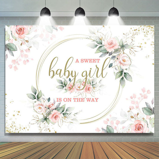 Lofaris Pink Floral Plant Baby Girl Gender Reveal Backdrop