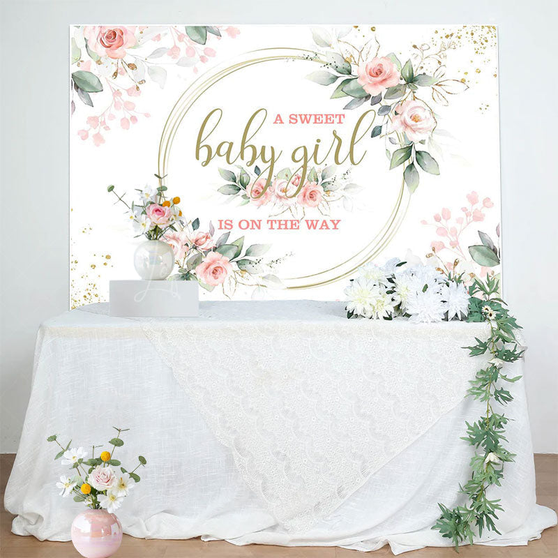 Lofaris Pink Floral Plant Baby Girl Gender Reveal Backdrop