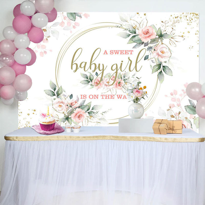Lofaris Pink Floral Plant Baby Girl Gender Reveal Backdrop