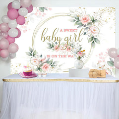 Lofaris Pink Floral Plant Baby Girl Gender Reveal Backdrop