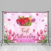 Lofaris Pink Floral Ribbons Happy First Mothers Day Backdrop