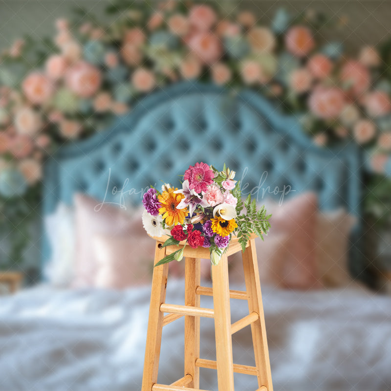 Lofaris Pink Floral Soft Curtain Elegant Headboard Backdrop