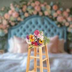 Lofaris Pink Floral Soft Curtain Elegant Headboard Backdrop