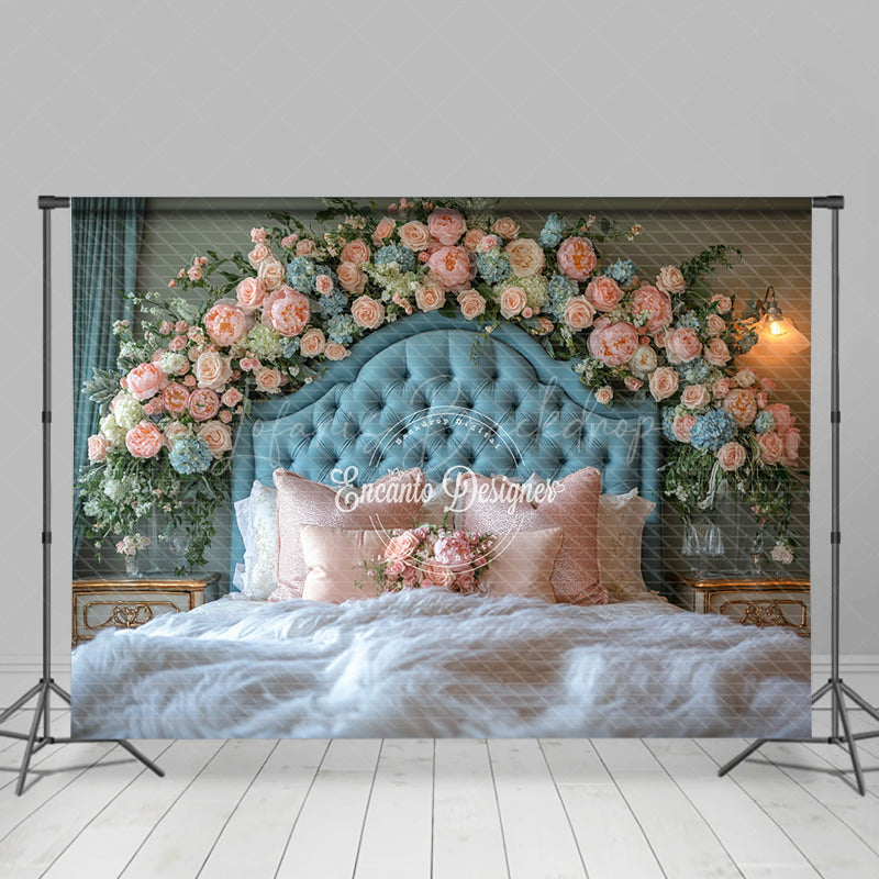 Lofaris Pink Floral Soft Curtain Elegant Headboard Backdrop