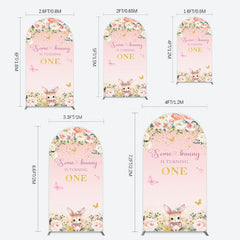 Lofaris Pink Floral Some Bunny Is Turning One Arch Backdrop