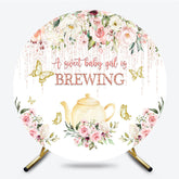 Lofaris Pink Floral Tea Baby Girl Brewing Round Backdrop