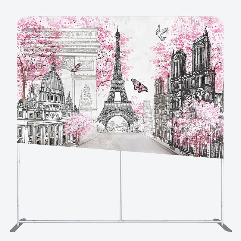 Lofaris Pink Floral Tree French Vibe Pillow Case Backdrop
