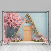 Lofaris Pink Floral Tree Triangular Hut Wedding Backdrop