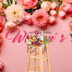 Lofaris Pink Floral Wall International Womens Day Backdrop
