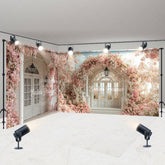 Lofaris Pink Floral Wedding Photography Room Set Backdrop