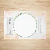 Lofaris Pink Floral Wreath Placemats Set of 4 with Greenery for Wedding Bridal Shower and Spring Table Decor