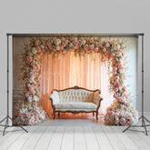 Lofaris Pink Flower Arch Sweet Wedding Photography Backdrop