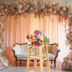 Lofaris Pink Flower Arch Sweet Wedding Photography Backdrop