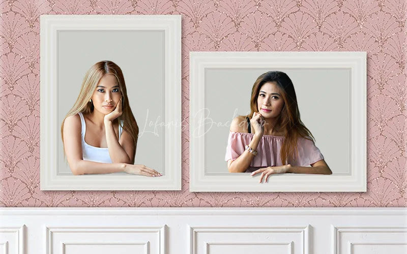 Lofaris Pink Flower Pattern Photo Wall Frame Backdrop