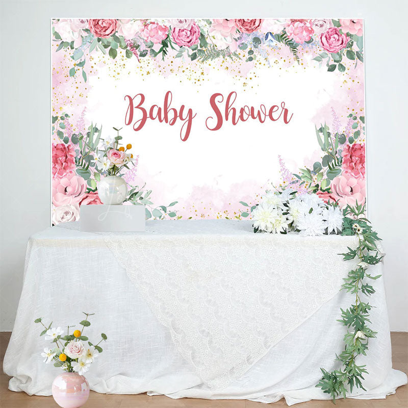 Lofaris Pink Flowers Spring Vibe Sweet Baby Shower Backdrop