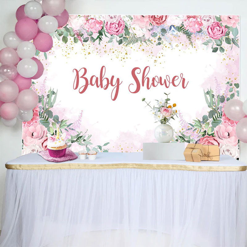 Lofaris Pink Flowers Spring Vibe Sweet Baby Shower Backdrop