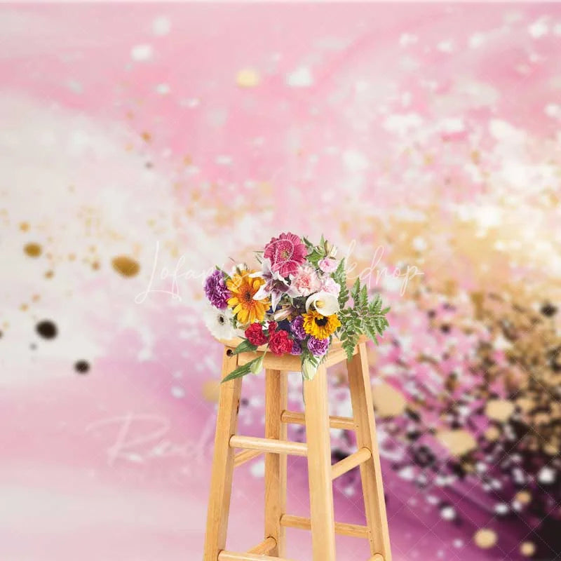 Lofaris Pink Fluid Art and Gold Dust Backdrop Abstract Watercolor Photography Background Modern Party Decor