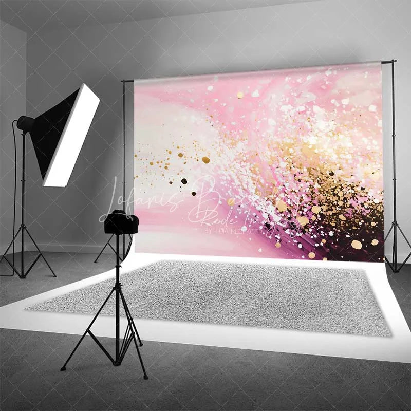 Lofaris Pink Fluid Art and Gold Dust Backdrop Abstract Watercolor Photography Background Modern Party Decor