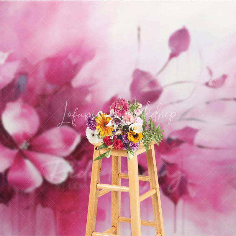 Lofaris Pink Fluid Floral Art Backdrop Magenta Abstract Ink Flower Texture Background Maternity Photography Studio Prop