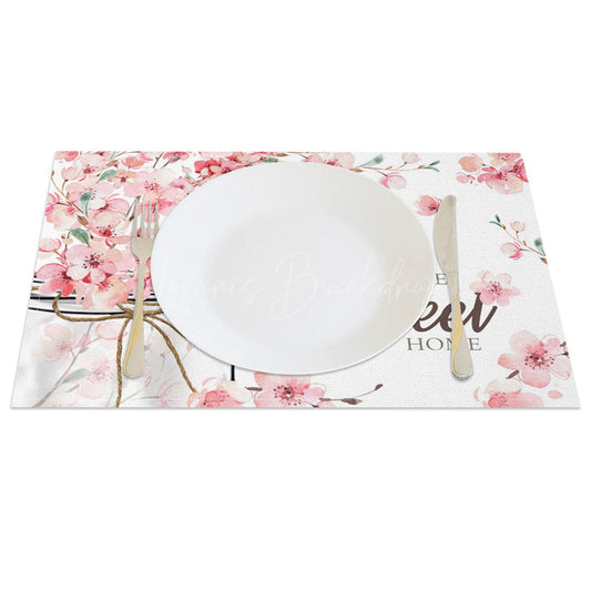 Lofaris Pink Fresh Floral Home Sweet Set of 4 Placemats