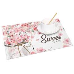 Lofaris Pink Fresh Floral Home Sweet Set of 4 Placemats