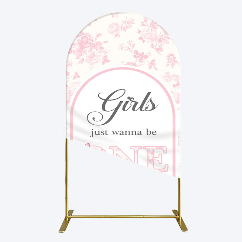 Lofaris Pink Girls Just Wanna Be One Birthday Arch Backdrop