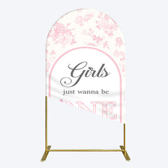 Lofaris Pink Girls Just Wanna Be One Birthday Arch Backdrop