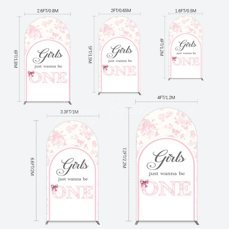 Lofaris Pink Girls Just Wanna Be One Birthday Arch Backdrop
