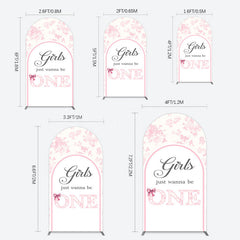 Lofaris Pink Girls Just Wanna Be One Birthday Arch Backdrop